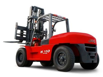 JAC 10トンのディーゼル フォークリフト、大容量の相殺のフォークリフト、重い装置のフォークリフト、赤いですまたはオレンジ色 サプライヤー